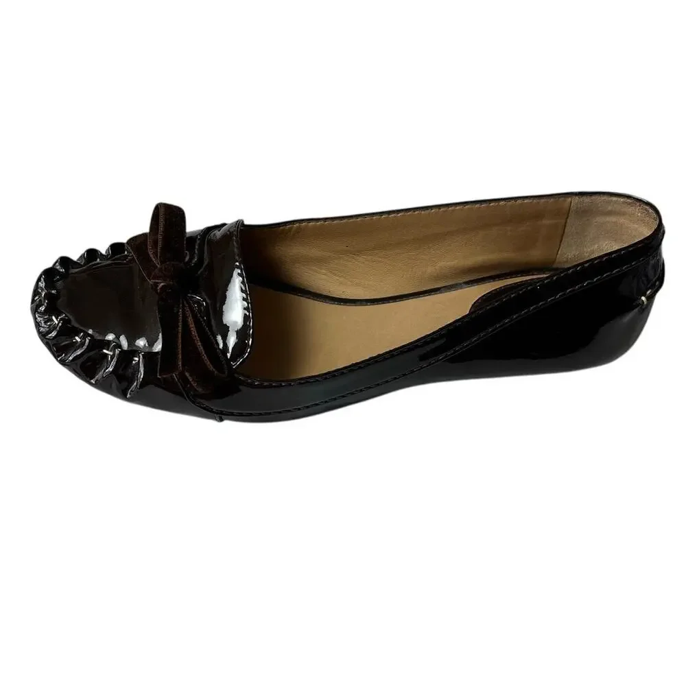 Kate Spade | Women's Sz 6 Patent Leather Lacey Loafer Dk Brown